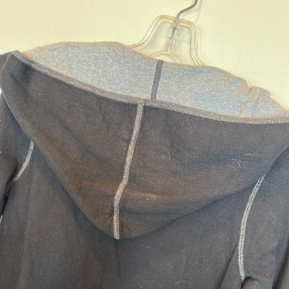 “OST” Black and Gray Women's open front hooded cardigan - Picture 4 of 8